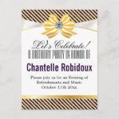 Carte Postale Ruban jaune avec motif Damas Variation (Devant)