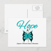 Carte Postale Ruban papillon de l'espoir du cancer ovarien (Devant / Derrière)