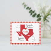 Carte Postale Ruban Red Texas Curling Enregistrer la date (Debout devant)