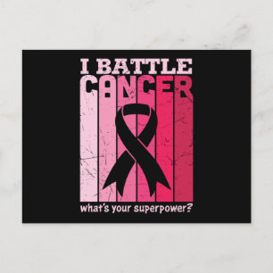 Carte Postale Ruban rose Bataille Cancer Survivant Soutien Guerr