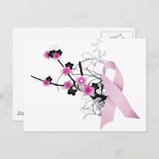 Carte Postale Ruban rose cerisier (Devant / Derrière)