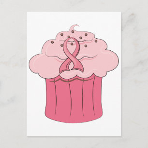 Carte Postale Ruban rose Cupcake Cancer du sein