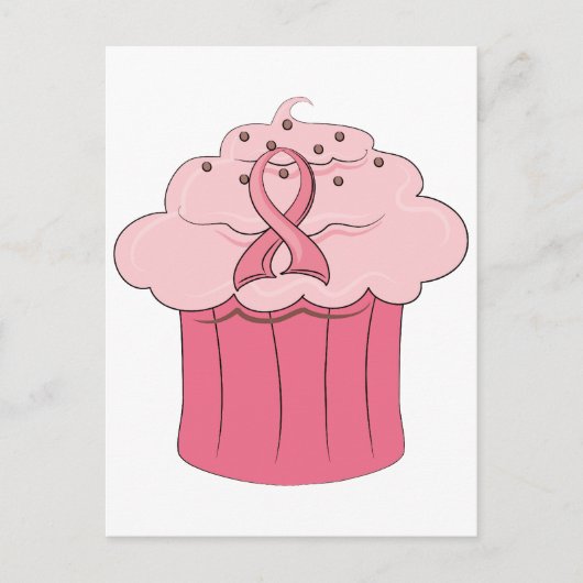 Carte Postale Ruban rose Cupcake Cancer du sein (Devant)