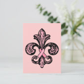 Carte Postale Ruban rose Fleur de lis (Debout devant)