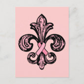Carte Postale Ruban rose Fleur de lis (Devant)