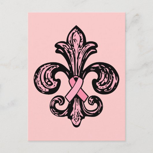 Carte Postale Ruban rose Fleur de lis (Devant)