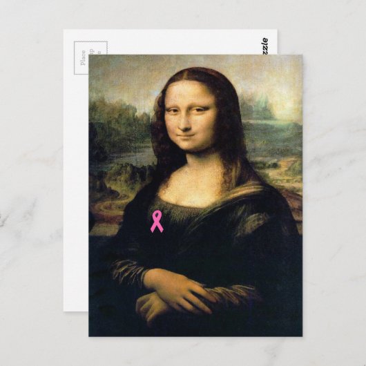 Carte Postale Ruban rose Mona Lisa (Devant / Derrière)
