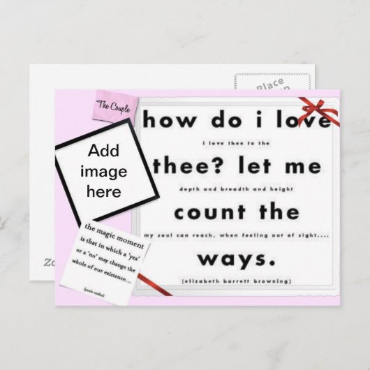 Carte Postale Ruban Rouge Comment J'Aime (Devant / Derrière)