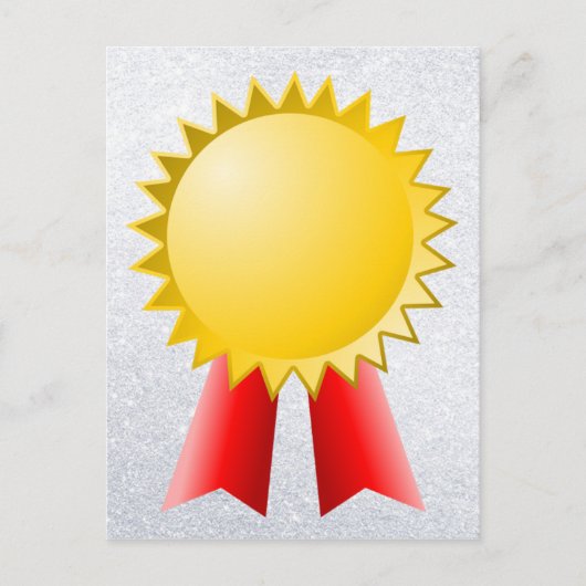 Carte Postale ruban rouge vierge et or star award (Devant)