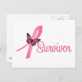 Carte Postale Ruban survivant du cancer du sein (Devant / Derrière)