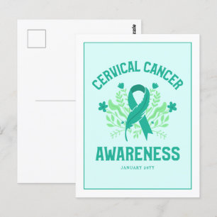 Carte Postale Ruban Turquoise de sensibilisation au cancer du co