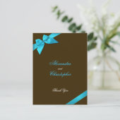 Carte Postale Ruban Turquoise sur Merci Brown (Debout devant)