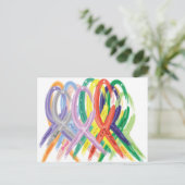 Carte Postale Rubans multicolores pour la sensibilisation (Debout devant)