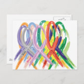 Carte Postale Rubans multicolores pour la sensibilisation (Devant / Derrière)