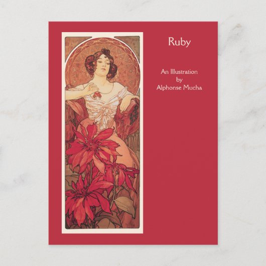 Carte Postale Ruby Alphonse Mucha Precious Stones Series (Devant)
