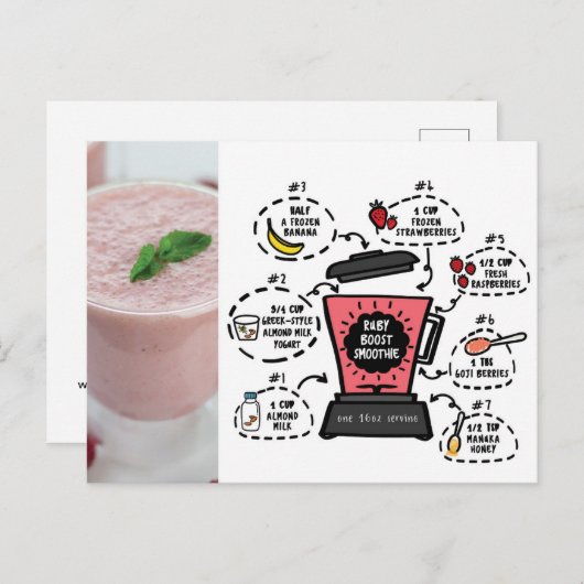 Carte postale Ruby Boost Smoothie Recette (Devant / Derrière)