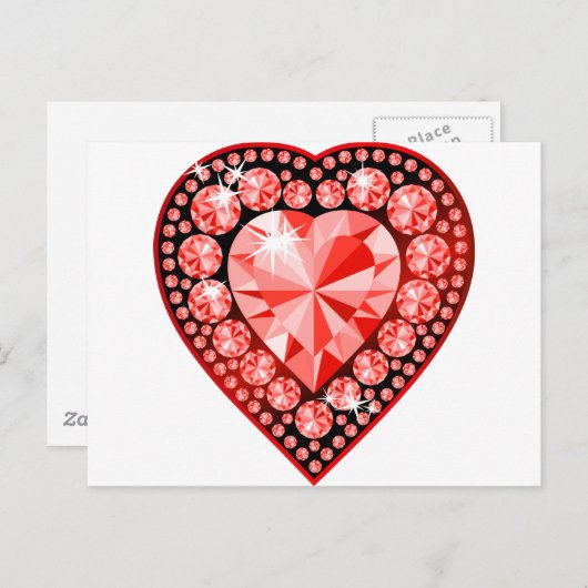 Carte Postale Ruby Gemstone Heart (Devant / Derrière)