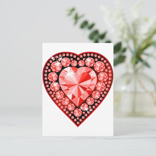 Carte Postale Ruby Gemstone Heart (Debout devant)