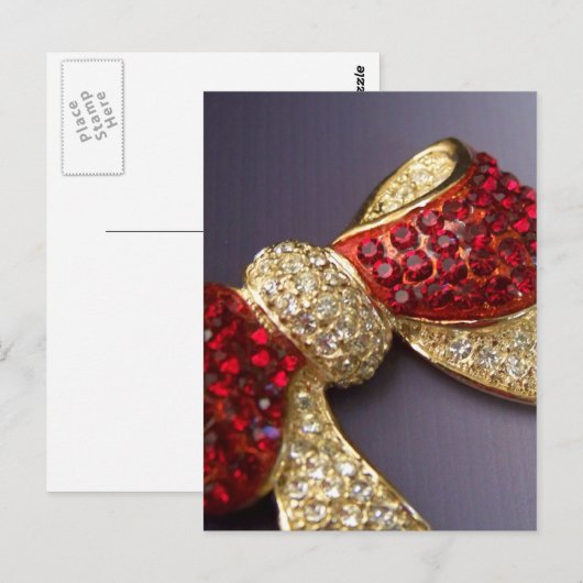 Carte postale Ruby Rhinestone Bow (Devant / Derrière)