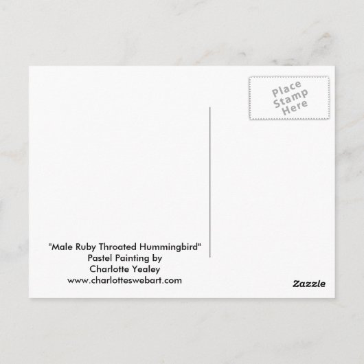 Carte postale Ruby Throsé Hummingbird Art (Dos)