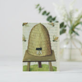 Carte Postale ruche et abeilles (Debout devant)