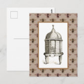 Carte Postale ruche victorienne sur Motif d'abeille (Devant / Derrière)