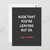 Carte Postale Rude Que tu pars, Bonne Chance Trouver Mieux (Devant / Derrière)