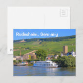 Carte Postale Rudesheim, Allemagne : Bateau de croisière (Devant / Derrière)