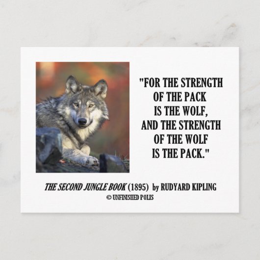 Carte Postale Rudyard Kipling Force De La Citation De Loup Pack (Devant)