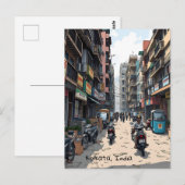 Carte Postale Rue animée du centre de Kolkata, Inde (Devant / Derrière)