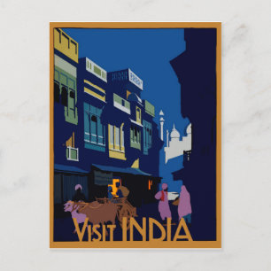 Carte Postale Rue au clair de lune. Visite de l'Inde
