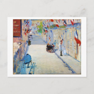 Carte Postale Rue avec drapeaux français, Manet