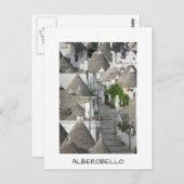 Carte Postale Rue avec trulli maisons à Alberobello, Pouilles (Devant / Derrière)