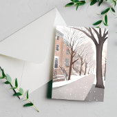 Carte Postale Rue Brownstone | Aquarelle hivernale neige