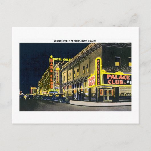 Carte Postale Rue Centre, Reno, Nevada (Devant)