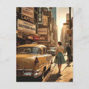 Carte Postale Rue de New York City années 1950
