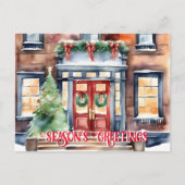 Carte Postale rue d'hiver de Noël Joyeuses Fêtes New York (Devant)