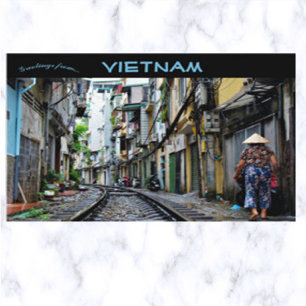 Carte Postale Rue du train de Hanoï Vietnam