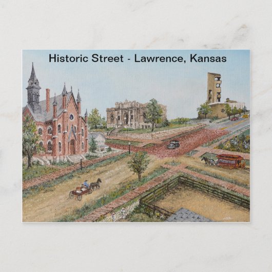 Carte postale - Rue historique : Lawrence, Kansas (Devant)