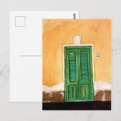 Carte Postale Rue italienne | Porte verte sur Mur Jaune, Sicile (Devant / Derrière)