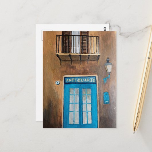 Carte Postale Rue italienne | Sicile | Voyage | Porte (Devant/Arrière en situation)