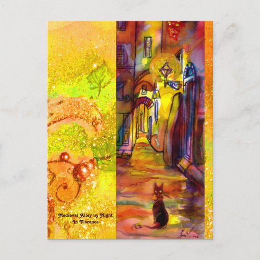 CARTE POSTALE RUE MÉDIÉVALE DE FLORENCE LA NUIT (Devant)