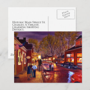 Carte Postale Rue principale de St. Charles sous la pluie, paysa
