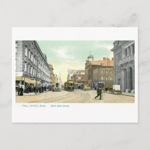 Carte Postale Rue principale vintage, Fall River, Massachusetts