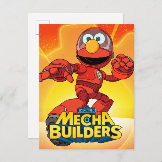 Carte Postale Rue Sésame | Méca Builders Elmo En Action (Devant / Derrière)