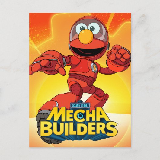 Carte Postale Rue Sésame | Méca Builders Elmo En Action (Devant)