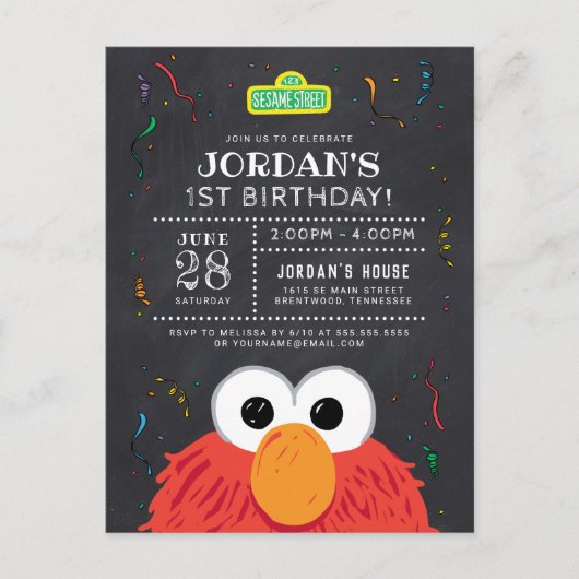 Carte Postale Rue Sésame | Tableau d'anniversaire d'Elmo (Devant)