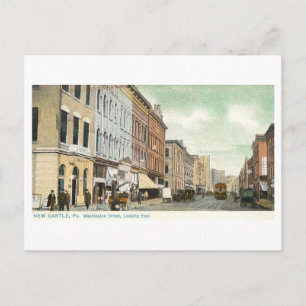 Carte Postale Rue Washington vintage, New Castle, Penn.