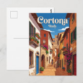 Carte Postale Ruelle à Cortone en Italie (Devant / Derrière)