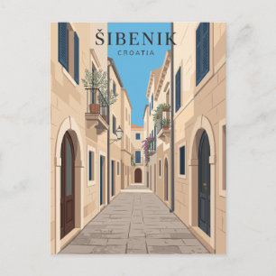 Carte Postale ruelle de la vieille ville de Šibenik Croatie